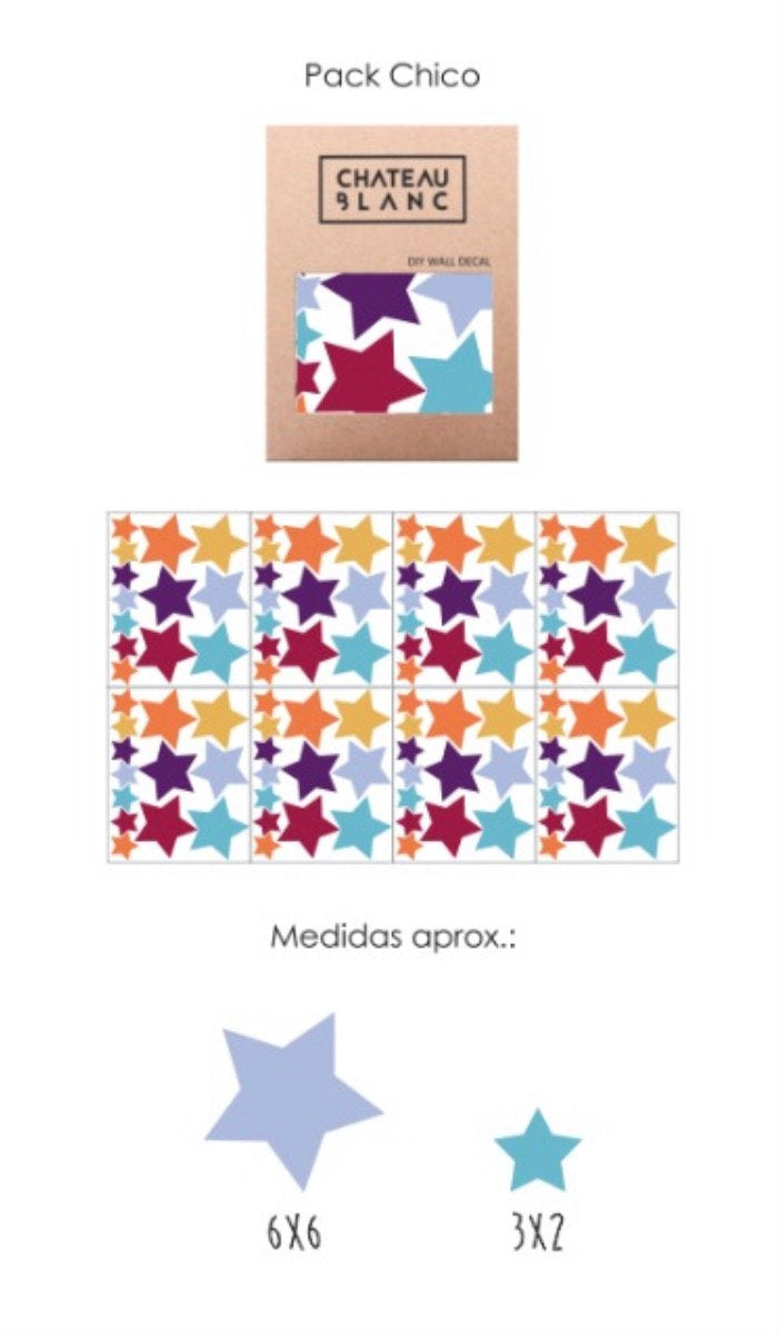 Mini Wall Decal Mix Colors Stars