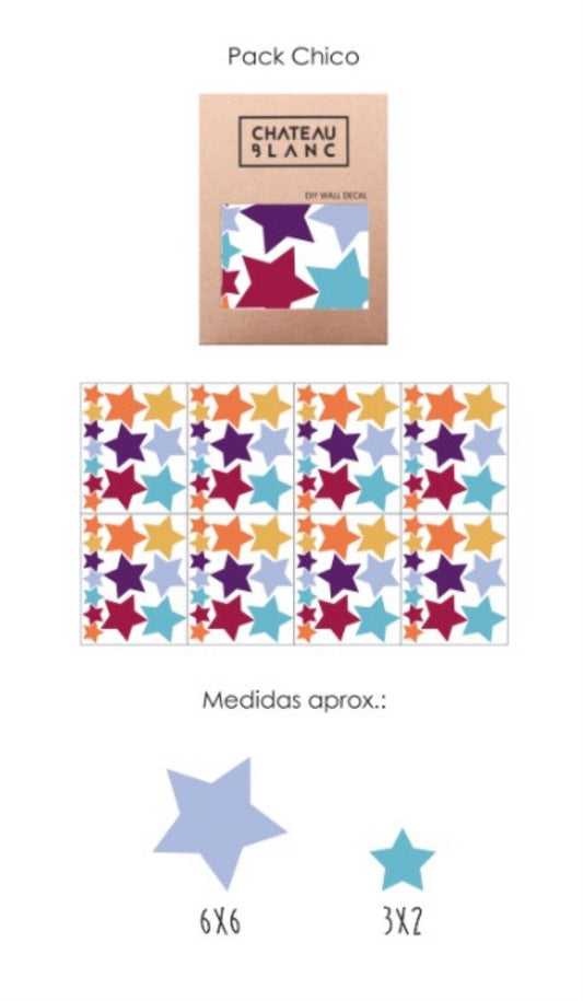 Mini Wall Decal Mix Colors Stars