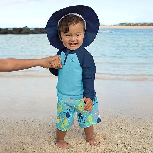 Gorro Brim Hat - Navy Wavy Flamingo