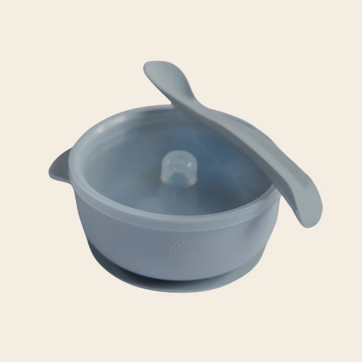 Bowl con Tapa Asa y Cuchara - Light Grey