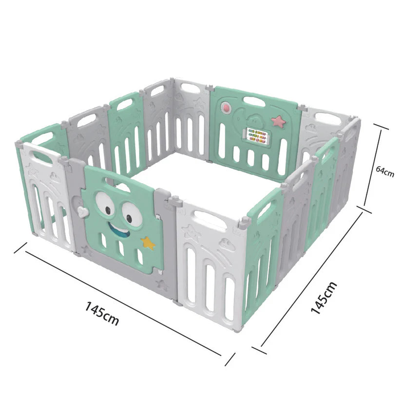 Corral Corralito Plegable Happy Star 14 Paneles - Rosado con Azul