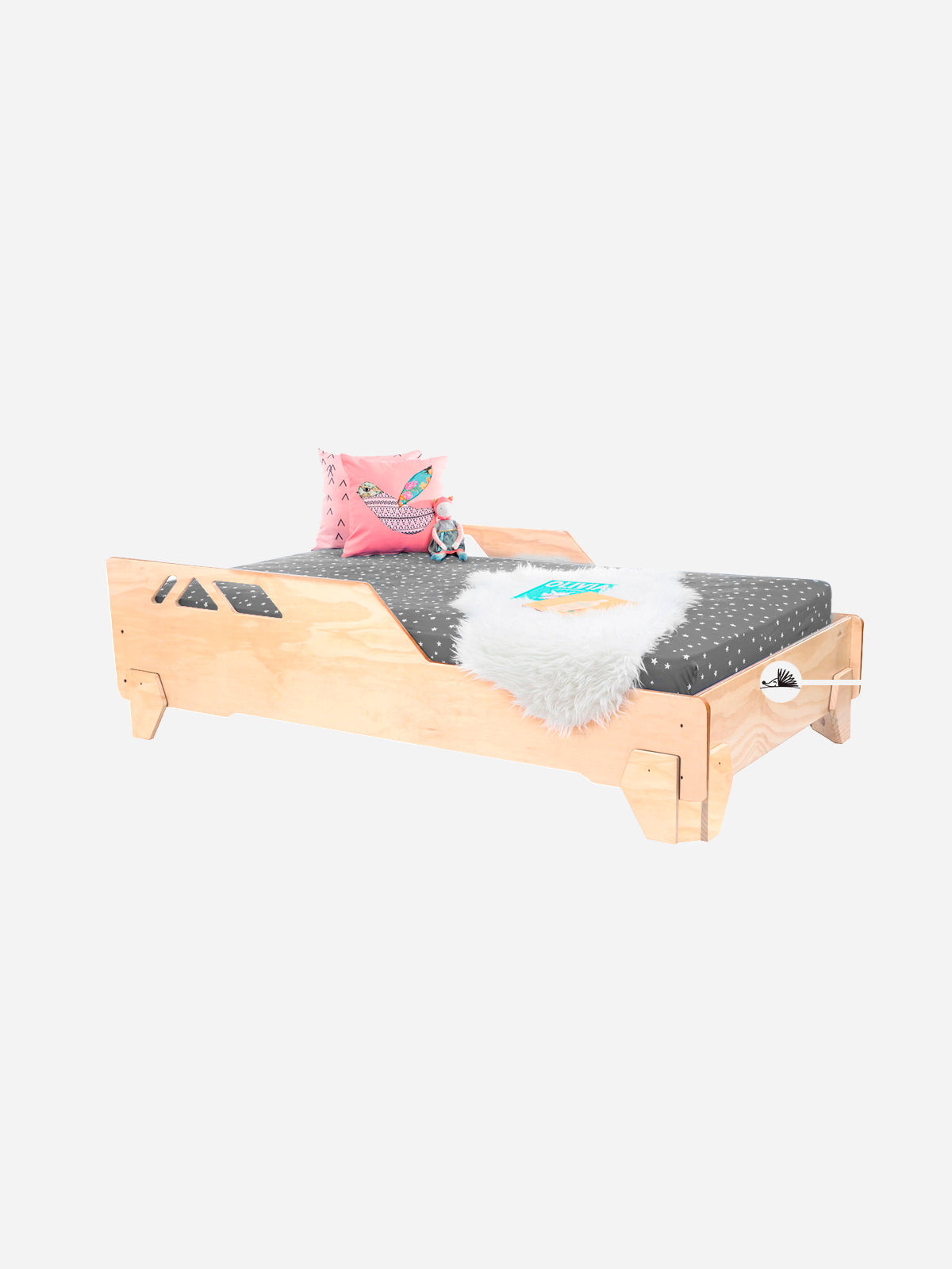 Camita lucca minimalista, hermosa y versátil,Barnizada, madera laminada de pino, lijada, suavizada y filos boleados,medidas de 1 plaza 1.5 plaza.