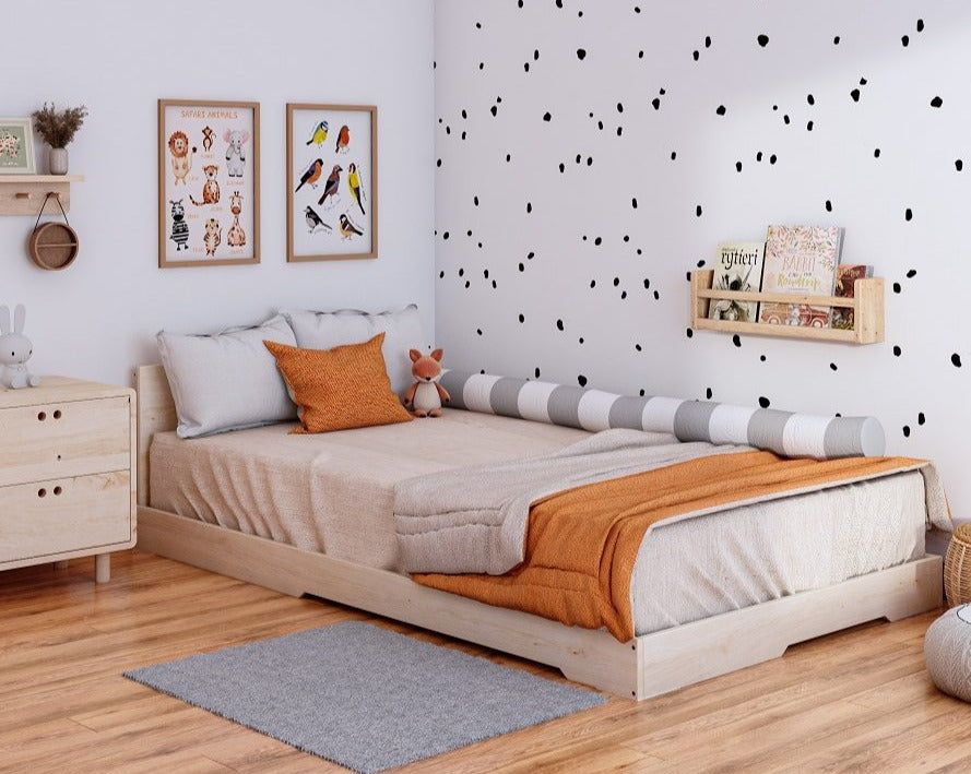 Camita plana minimalista, hermosa y versátil,Barnizada, Madera maciza y madera laminada de pino, lijada, suavizada y filos boleados,medidas de 1 plaza 1.5 plaza.