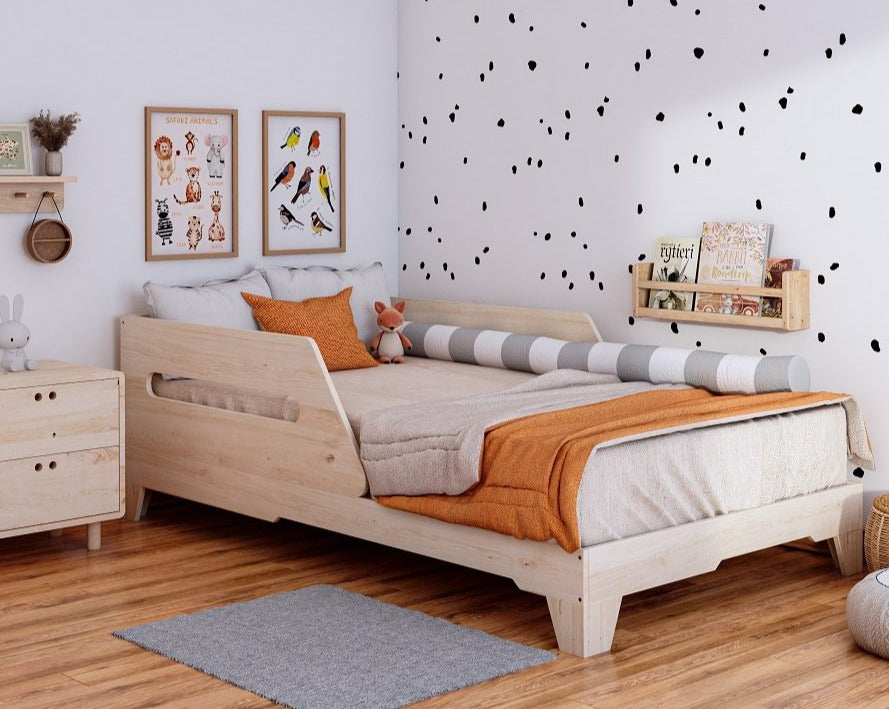 Camita plana minimalista, hermosa y versátil,Barnizada, Madera maciza y madera laminada de pino, lijada, suavizada y filos boleados,medidas de 1 plaza 1.5 plaza.