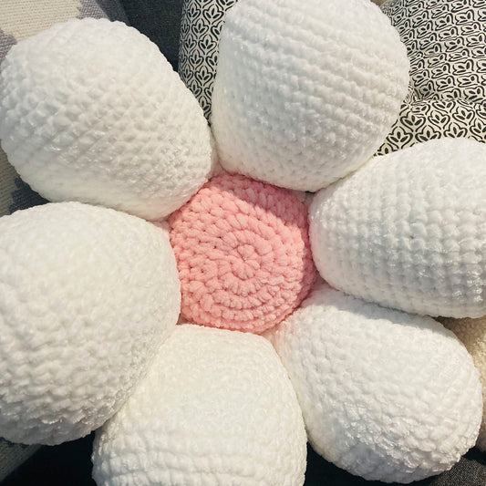 Cojín Margarita Blanco con Centro Rosa