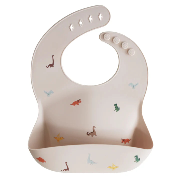 Mushie Silicone Bib - Babero de Silicona - Dinosaurs
