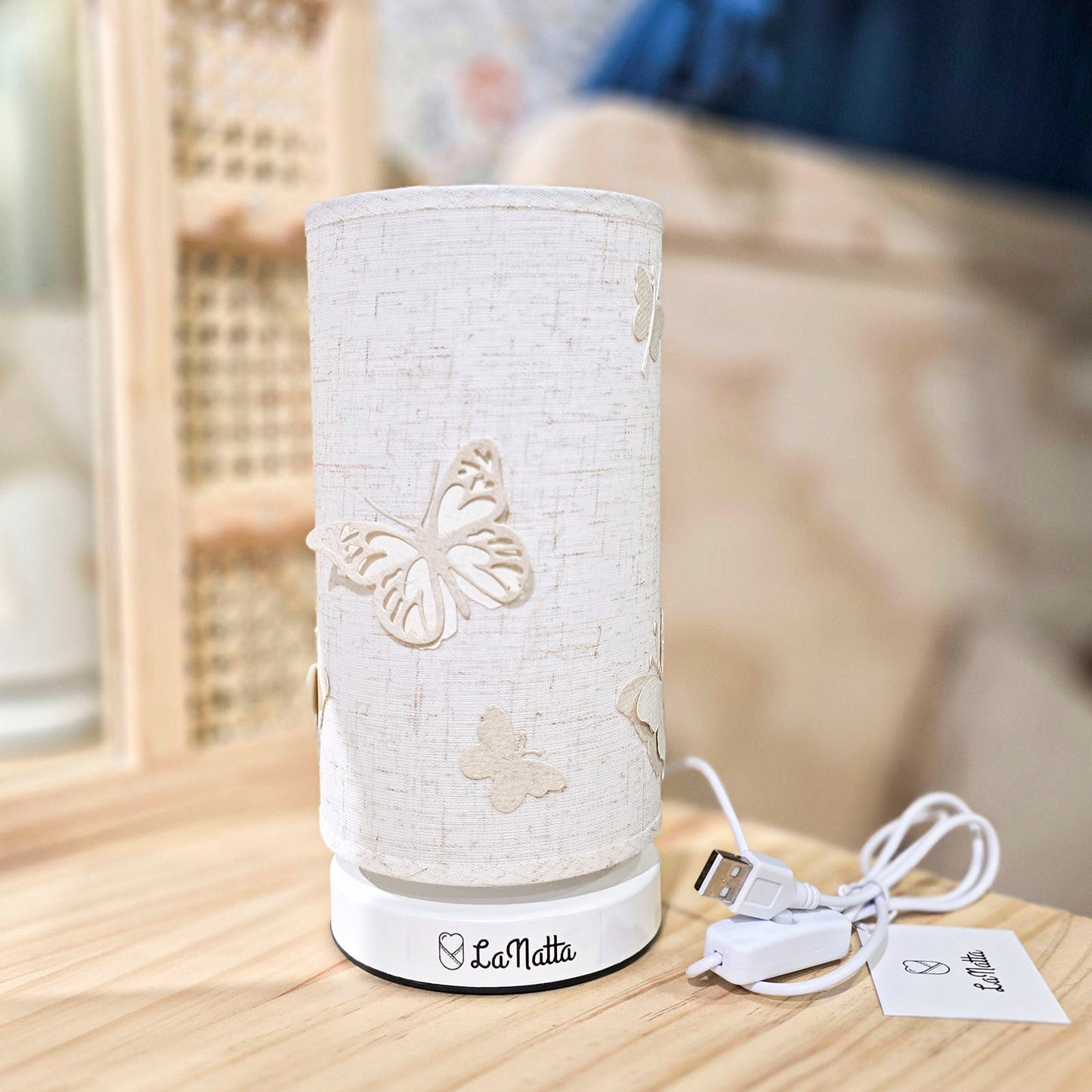 Lámpara Mariposas Blancas y Beige