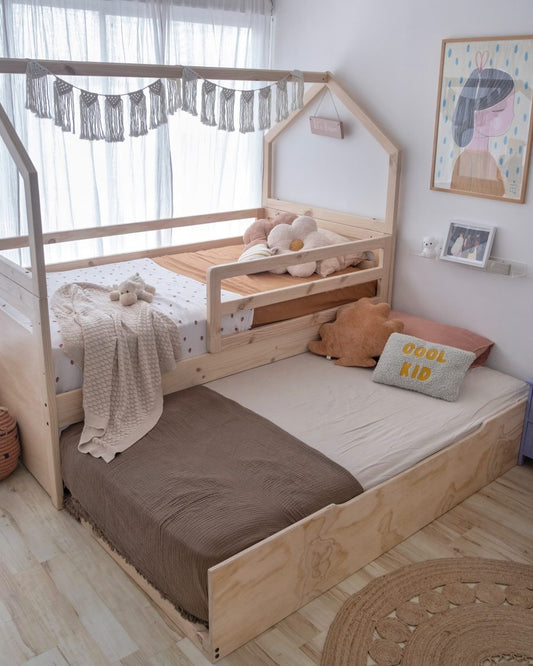 cama, nido, 1 plaza, 1.5 plazas, muebles infantiles, colección, funcionales, modulares, diseñadas, enfoque, montessori, asiri, sostenibilidad, convertible, niños, niñas, madera, evolutivas, medio ambiente, somos verde, minimalista, decoración, hogar, cuartos, barnizadas
