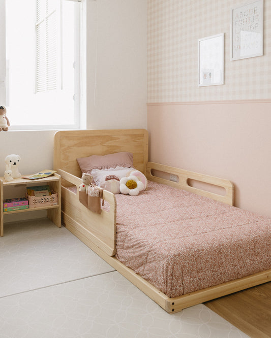 cama Mia, 1 plaza, 1.5 plazas, muebles infantiles, colección exclusiva, montessori, sostenibilidad, niños, niñas, madera, evolutivas, ecológicas, ambiente, somos verde, minimalista, dormitorio; decoración, hogar, moderna, barnizadas, sencillez. seguridad, delicadeza, ternura.