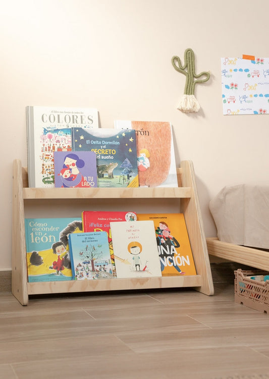 Librero, capacidad 20 libros, montessori, evolutivo, dormitorio, home, decoración, habitación, moderno, minimalista, niñas, niños, muebles infantiles, decorar, funcional, vintage, elegante, baby, infantil, librero organizador, multiuso, zona para leer, estudiar, madera, 2 niveles, madera.
