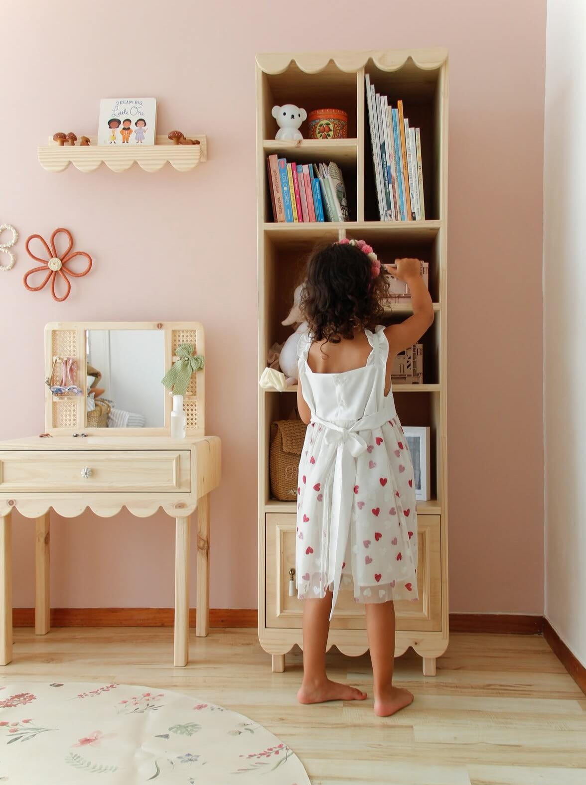 Estante, madera, Scalloped, dormitorio, home, decoración, habitación, moderno, minimalista, niñas, niños, muebles infantiles, decorar, funcional, vintage, elegante, baby, organizador de juguetero, infantil,cajones.
