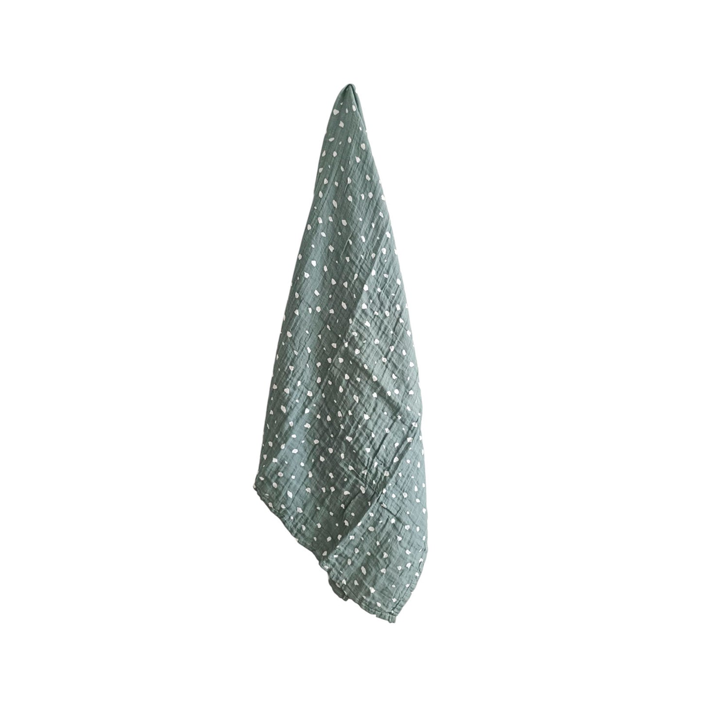 Muselina Verde Olivo con Manchas Blancas