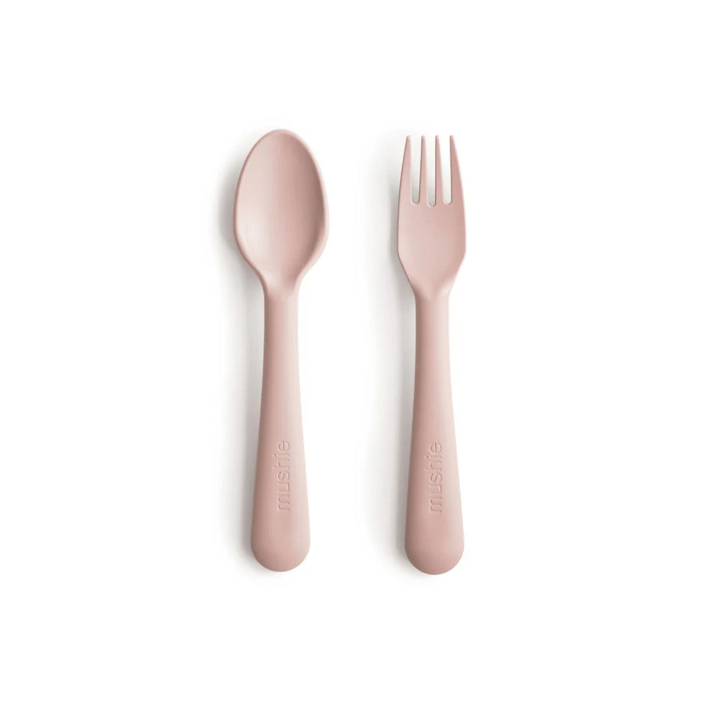 Mushie Cubiertos Tenedor y Cuchara - Blush