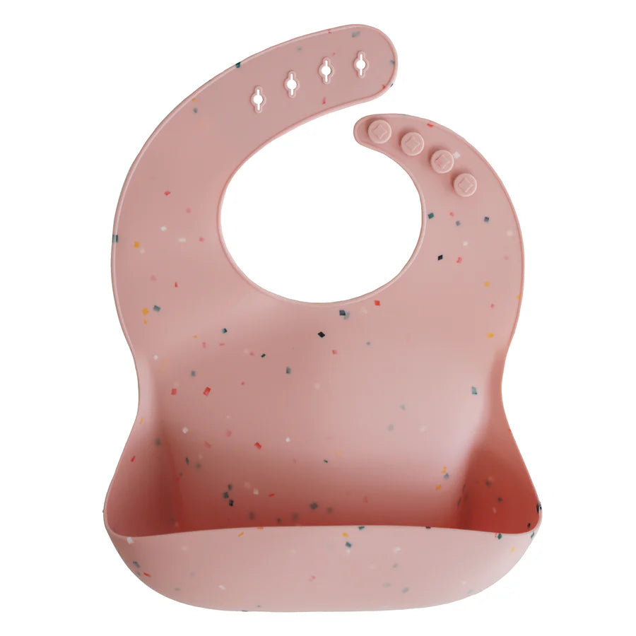 Mushie Silicone Bib - Babero de Silicona - Powder Pink Confetti