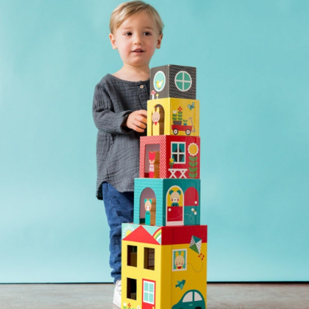 Peek-a-Boo House Stacking Blocks Play Set - Juego de Cubos Apilables