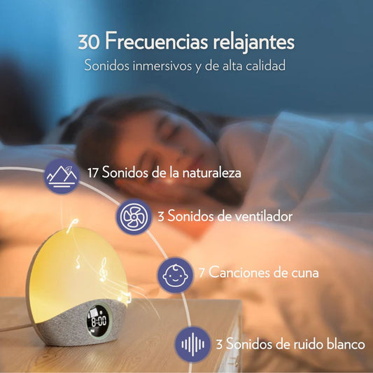 Ruido Blanco y Despertador Inteligente con Luz del Amanecer - Sonno