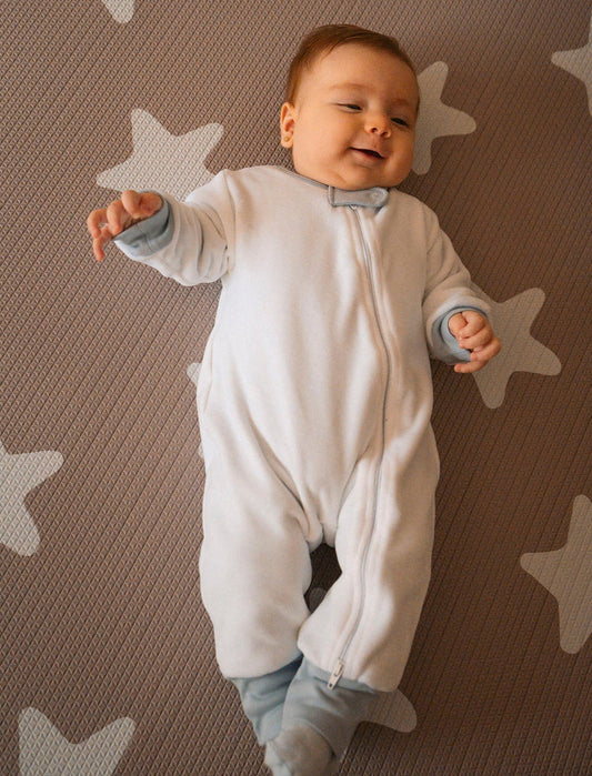 Zip Up Plush - Cool White Blue