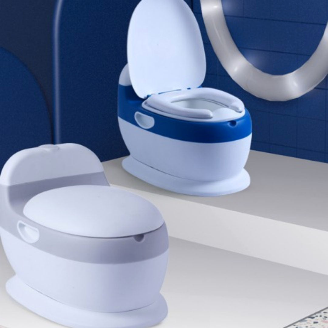 Bacín Inodoro One Piece - Blanco Azul