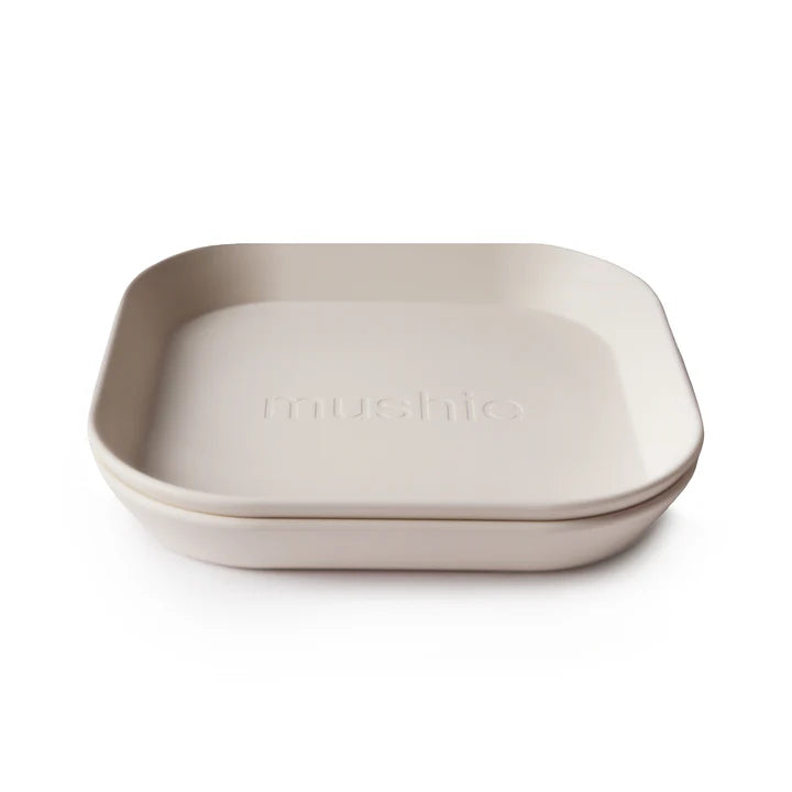 Mushie Set de 2 Platos Cuadrados - Ivory