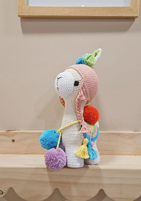 Llama Amigurumi Gorrito Rosa