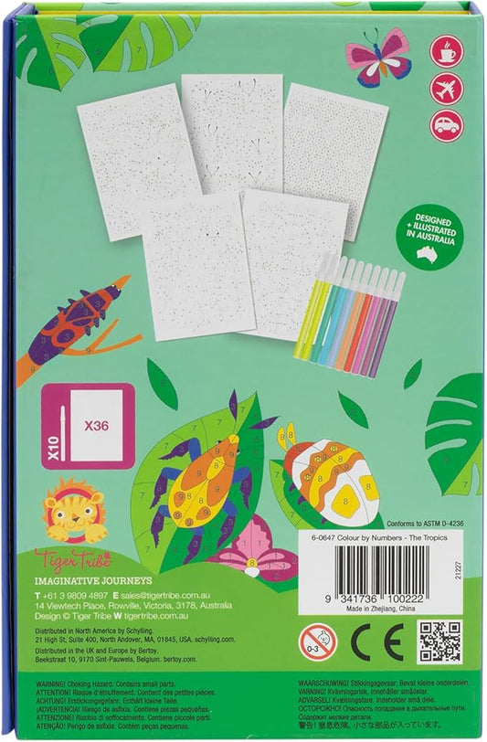 Set Para Colorear Colour By Numbers Set - The Tropics