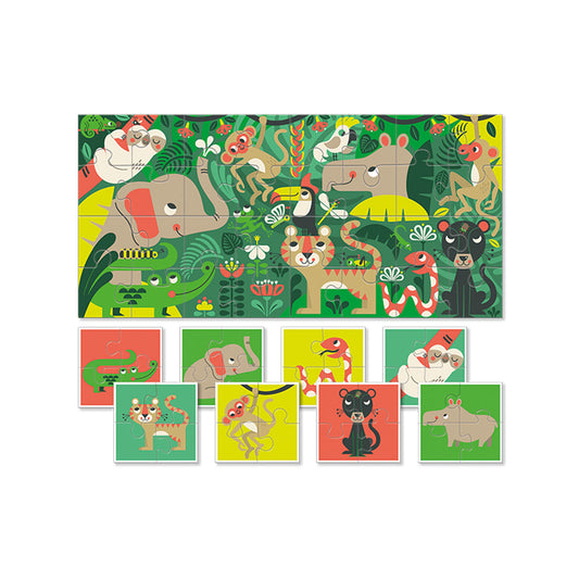 Baby Puzzle Rompecabezas Gradual de Doble Cara - La Jungla