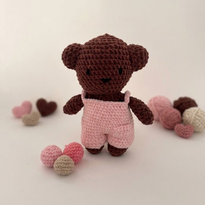 Amirugumi Boris Marrón con Overall Rosado