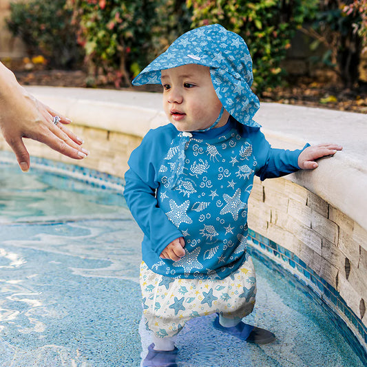 Gorro Flap Hat - Blue Seashells