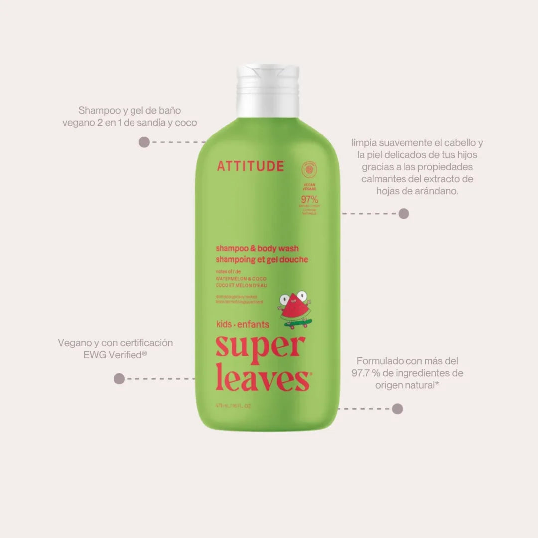 Shampoo y Gel de Baño Natural Sandia y Coco 473ml