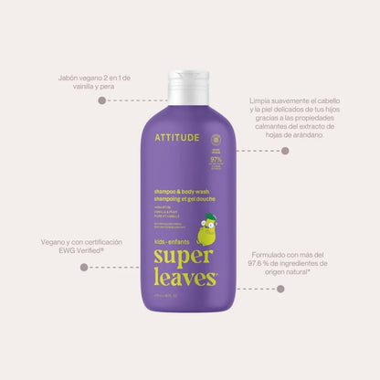 Shampoo y Gel de Baño Natural Vainilla y Pera 473ml