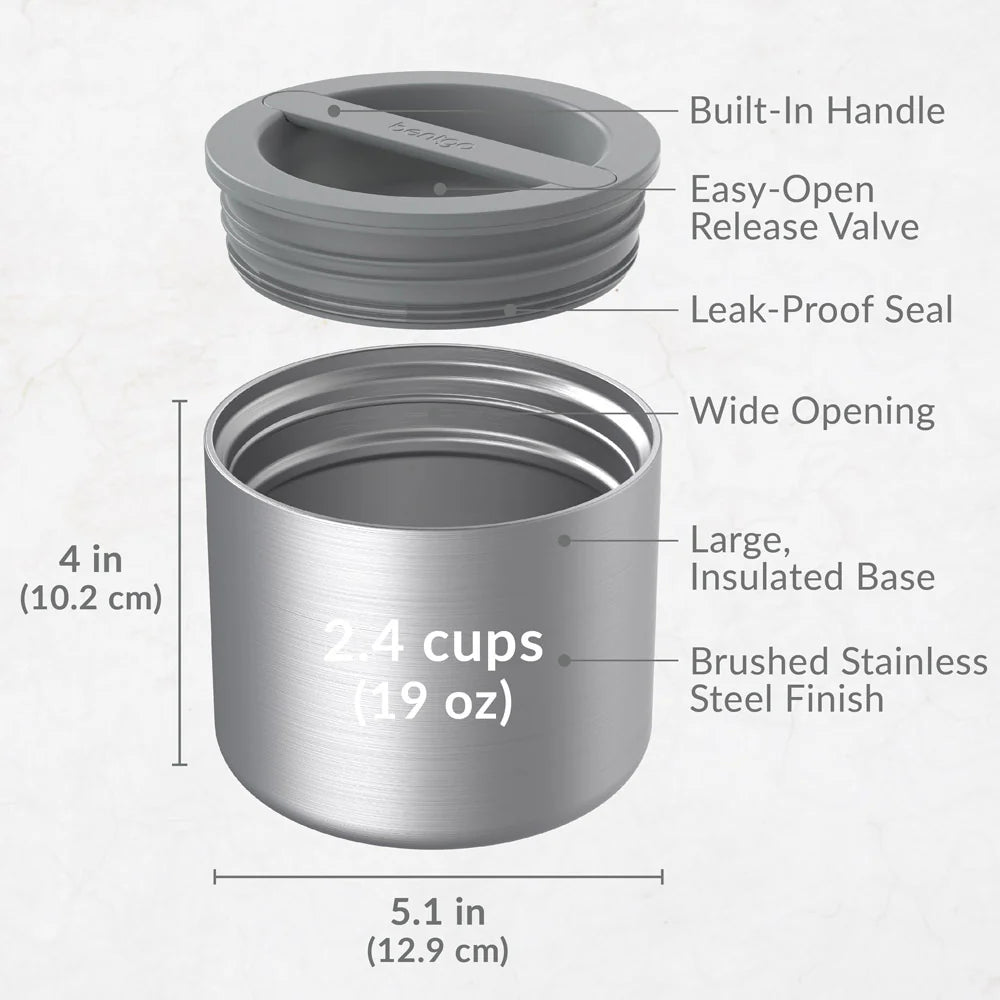 Contenedor de Alimentos de Acero Inoxidable Bentgo - Gris