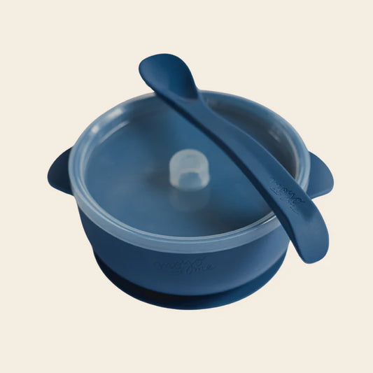 Bowl con Tapa Asa y Cuchara - Navy Blue