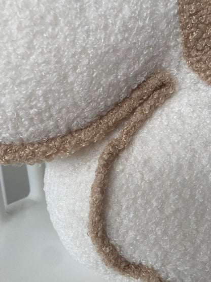 Cojín Tela Flor Blanco con Borde Beige