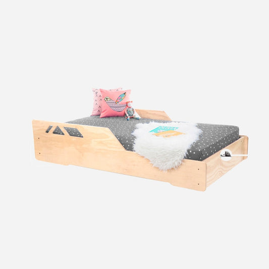 Camita lucca minimalista, hermosa y versátil,Barnizada, madera laminada de pino, lijada, suavizada y filos boleados,medidas de 1 plaza 1.5 plaza.