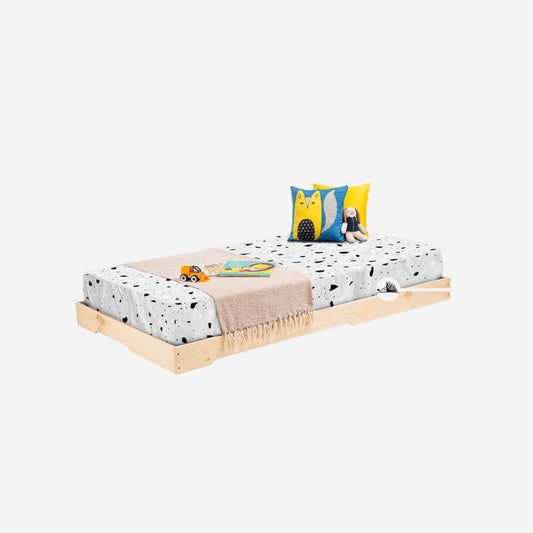Camita plana minimalista, hermosa y versátil,Barnizada, Madera maciza y madera laminada de pino, lijada, suavizada y filos boleados,medidas de 1 plaza 1.5 plaza.