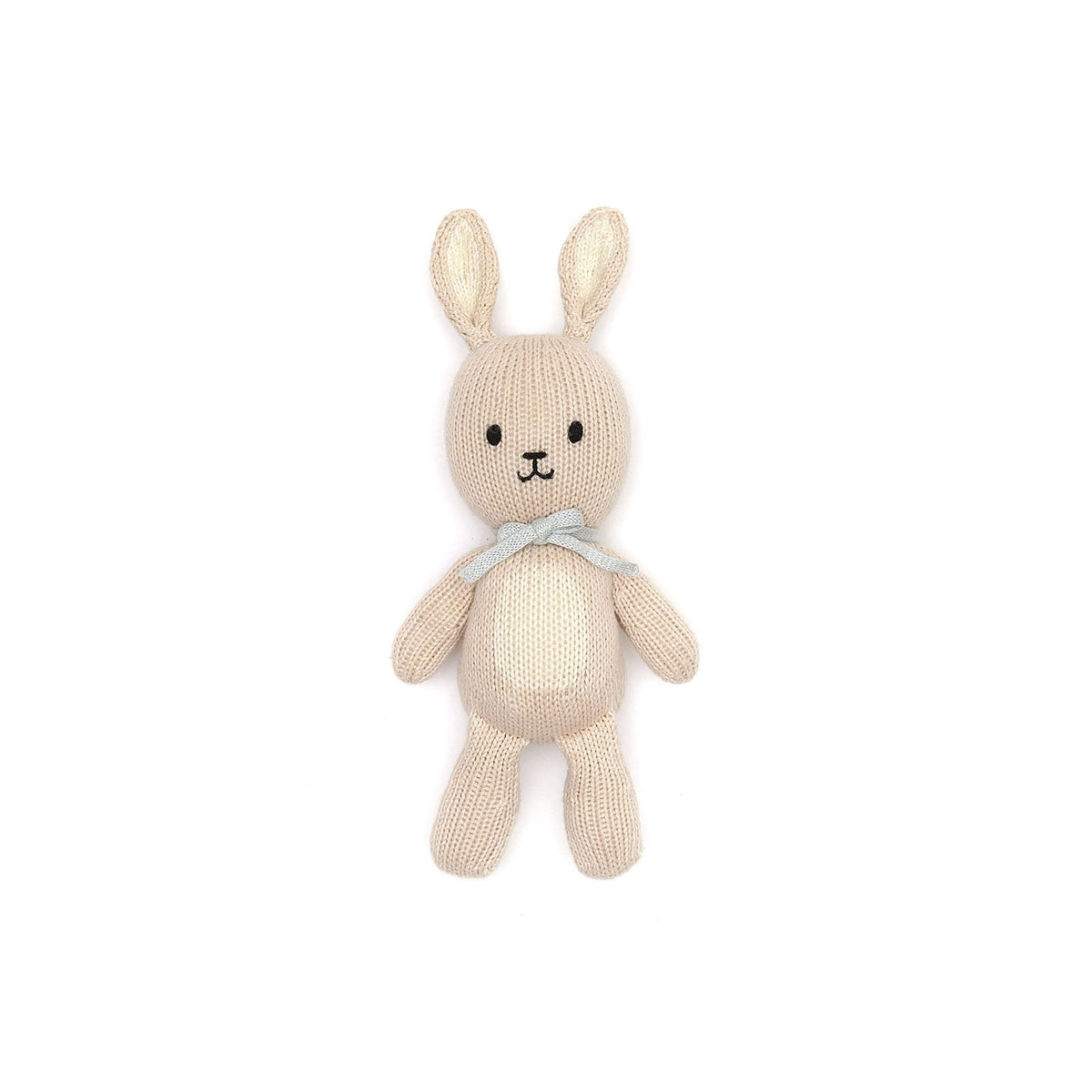 Conejito Tejido Beige con Celeste 21.5 cm.