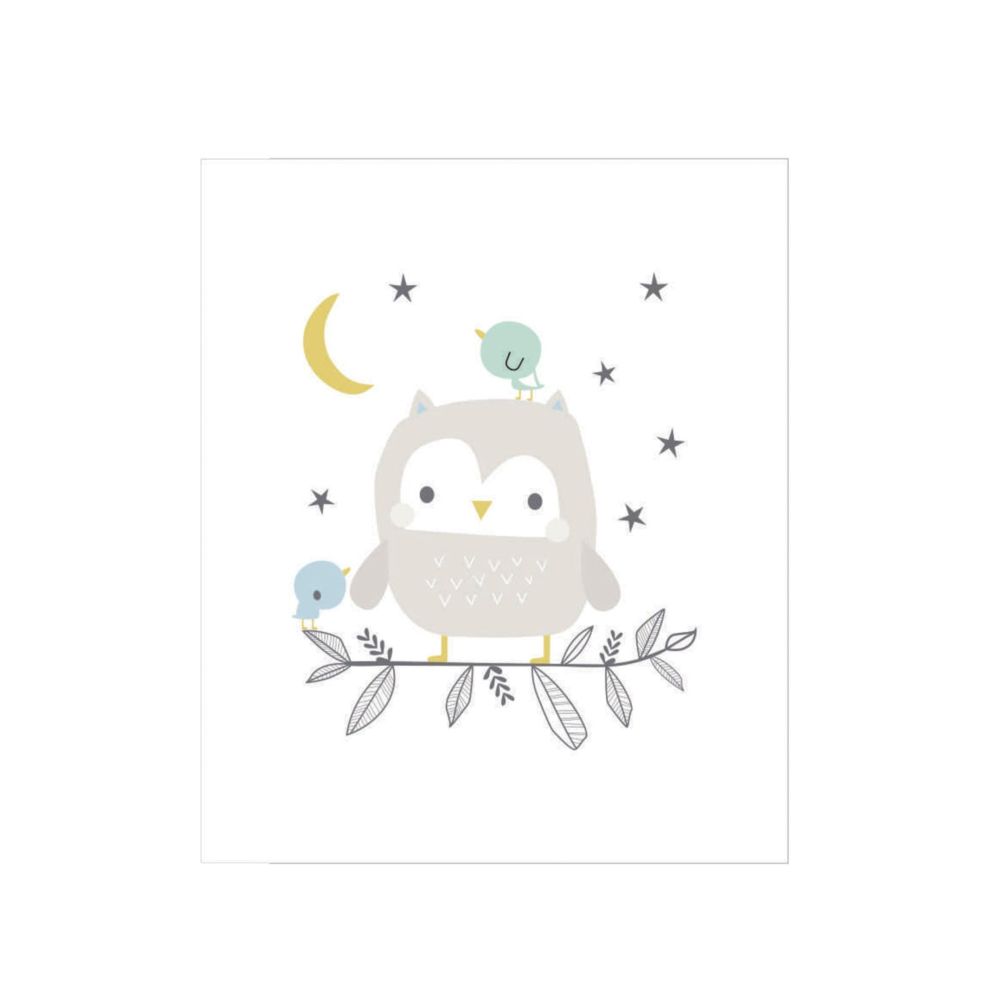 Cuadro Madera Buho Luna - 30x30