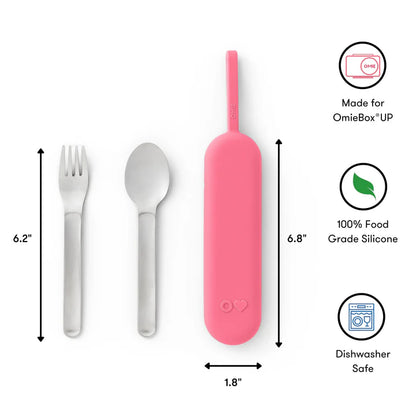 Set de Cubiertos Acero Inoxidable Omie UP Pod & Utensil - Bubble Pink