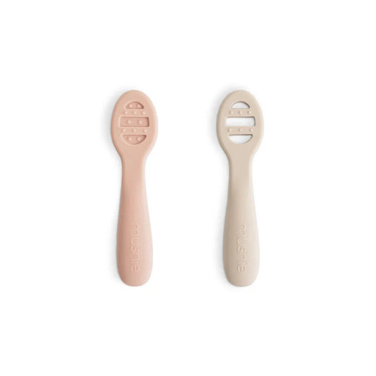 Mushie Primeras Cucharitas para Bebes - Blush/ Sand