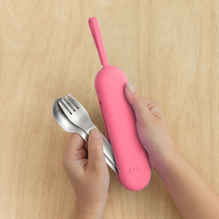 Set de Cubiertos Acero Inoxidable Omie UP Pod & Utensil - Bubble Pink