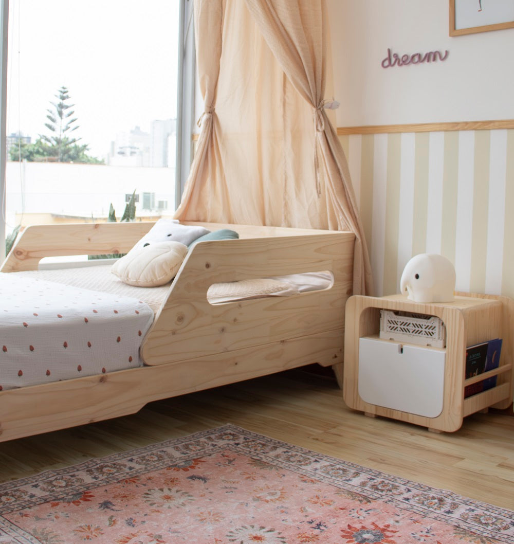 Baranda, montessori, dormitorio, home, decoración, habitación, moderno, minimalista, niñas, niños, muebles infantiles, decoración, funcional, vintage, elegante, baby, infantil, cama, 1 plaza, 1.5 plaza, madera.