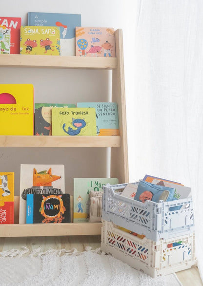 Librero, capacidad 40 libros, montessori, evolutivo, dormitorio, home, decoración, habitación, moderno, minimalista, niñas, niños, muebles infantiles, decorar, funcional, vintage, elegante, baby, infantil, librero organizador, multiuso, zona para leer, estudiar, madera, 2 niveles, madera.