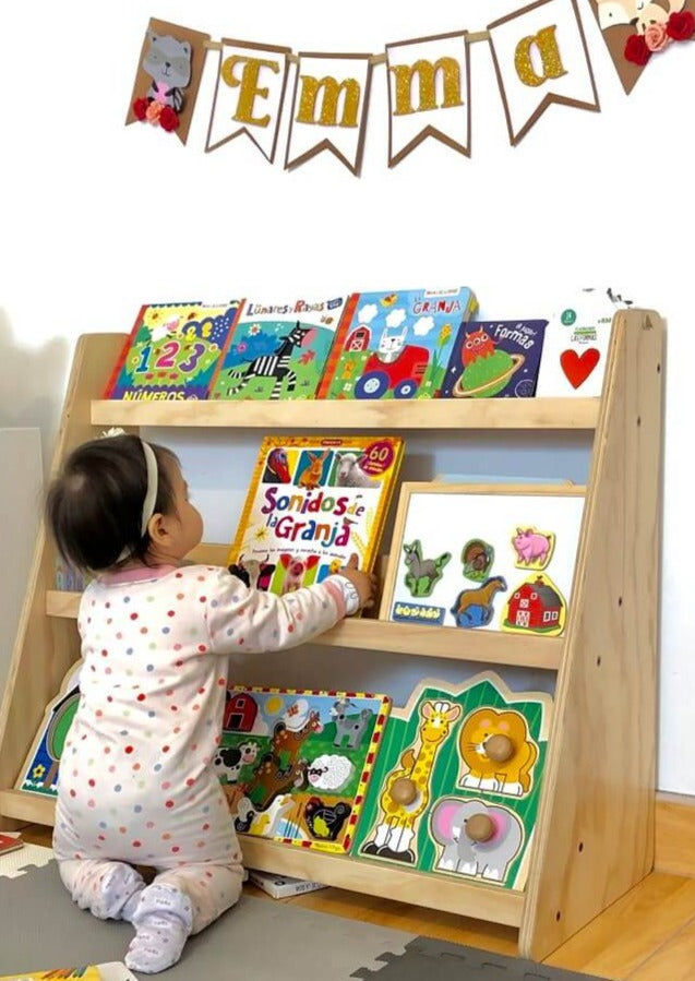 Librero, capacidad 40 libros, montessori, evolutivo, dormitorio, home, decoración, habitación, moderno, minimalista, niñas, niños, muebles infantiles, decorar, funcional, vintage, elegante, baby, infantil, librero organizador, multiuso, zona para leer, estudiar, madera, 2 niveles, madera.