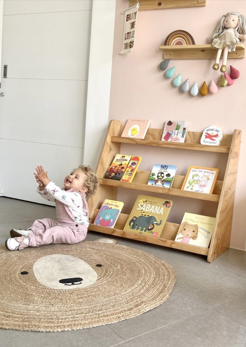 Librero, capacidad 40 libros, montessori, evolutivo, dormitorio, home, decoración, habitación, moderno, minimalista, niñas, niños, muebles infantiles, decorar, funcional, vintage, elegante, baby, infantil, librero organizador, multiuso, zona para leer, estudiar, madera, 2 niveles, madera.