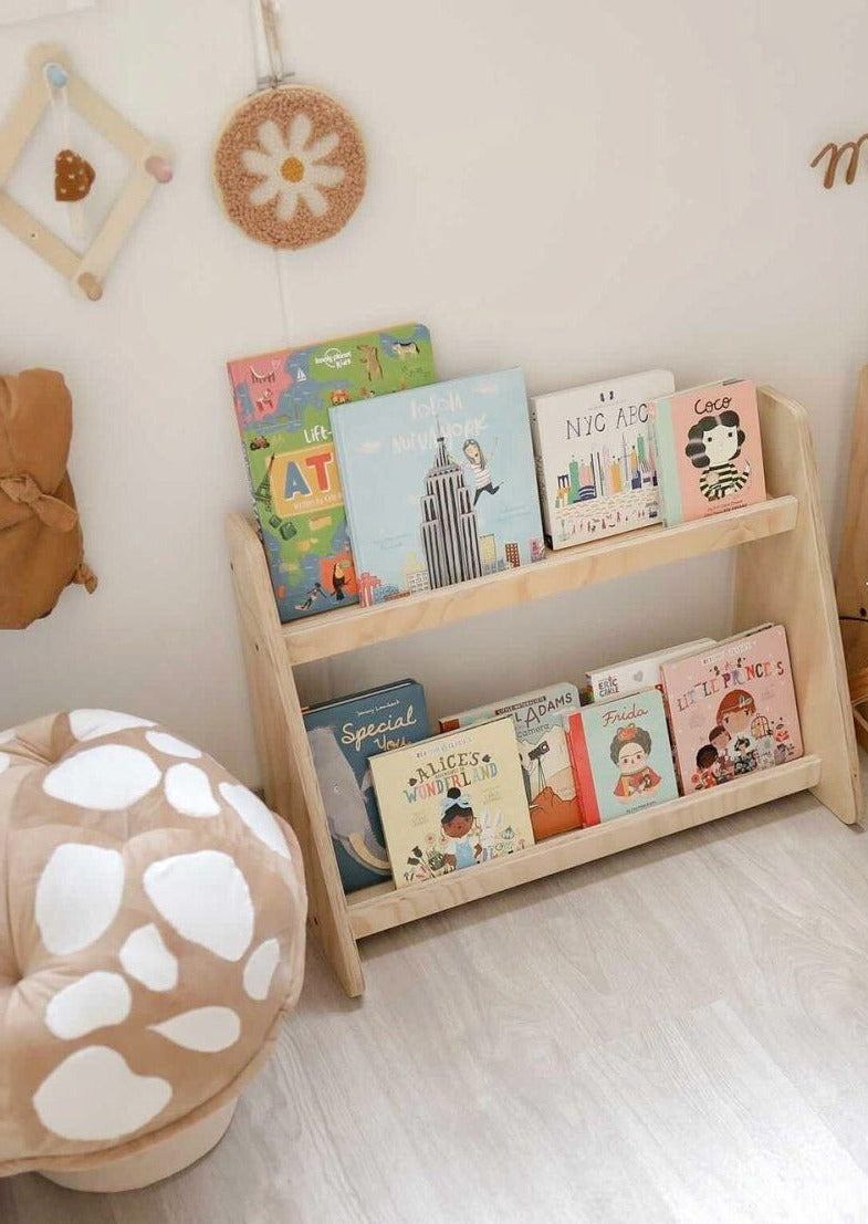 Librero, capacidad 20 libros, montessori, evolutivo, dormitorio, home, decoración, habitación, moderno, minimalista, niñas, niños, muebles infantiles, decorar, funcional, vintage, elegante, baby, infantil, librero organizador, multiuso, zona para leer, estudiar, madera, 2 niveles, madera.