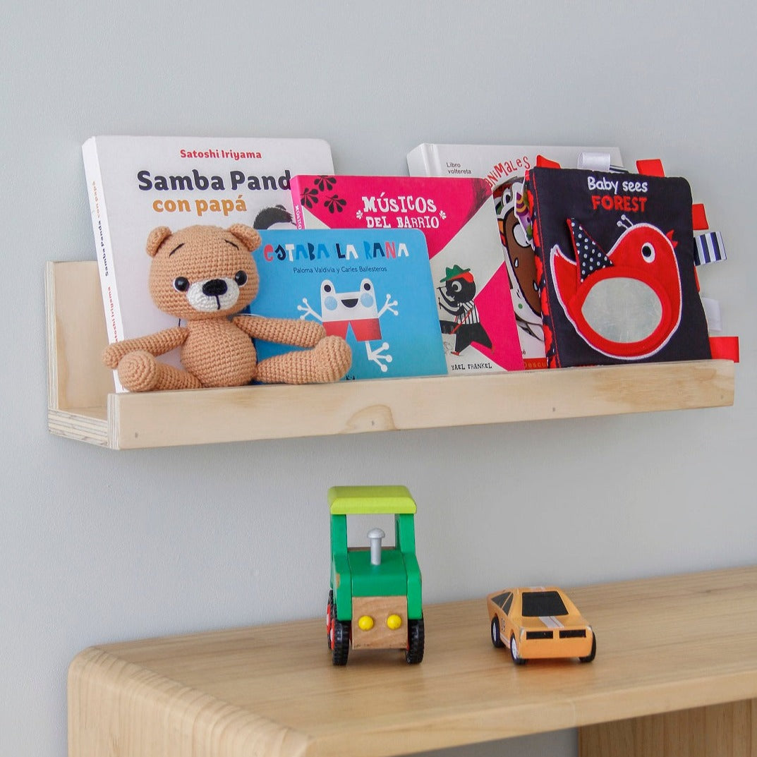 Repisa Start, montessori, dormitorio, home, decoración, habitación, moderno, minimalista, niñas, niños, muebles infantiles, decorar, funcional, vintage, elegante, baby, infantil, librero organizador, multiuso, organiza juguetes, libros estudiar, libros sensoriales, madera.