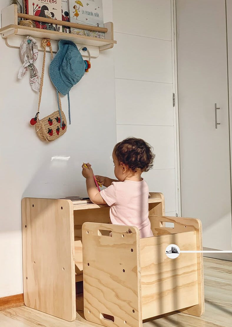 Silla Star, montessori, evolutiva, dormitorio, home, decoración, habitación, moderno, minimalista, niñas, niños, muebles infantiles, decorar, funcional, vintage, elegante, baby, infantil, silla apoyo, multiuso, silla para leer, estudiar, madera, 2 niveles.