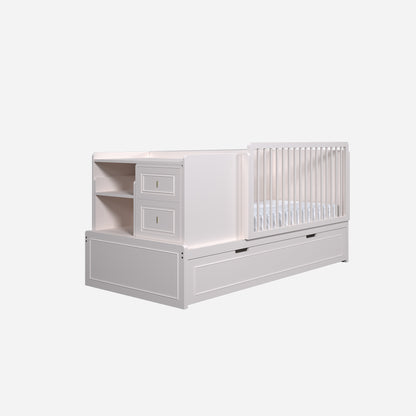 Cuna evolutiva y convertible a cama Montessori Alma Noble en acabado Rosa Pétalo.