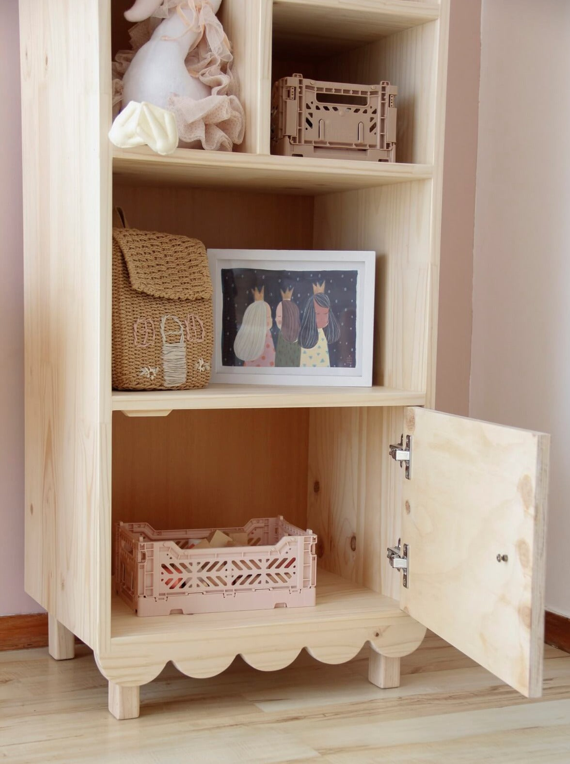 Estante, madera, Scalloped, dormitorio, home, decoración, habitación, moderno, minimalista, niñas, niños, muebles infantiles, decorar, funcional, vintage, elegante, baby, organizador de juguetero, infantil,cajones.