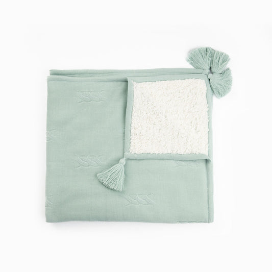 Mantita Pompón Verde Jade